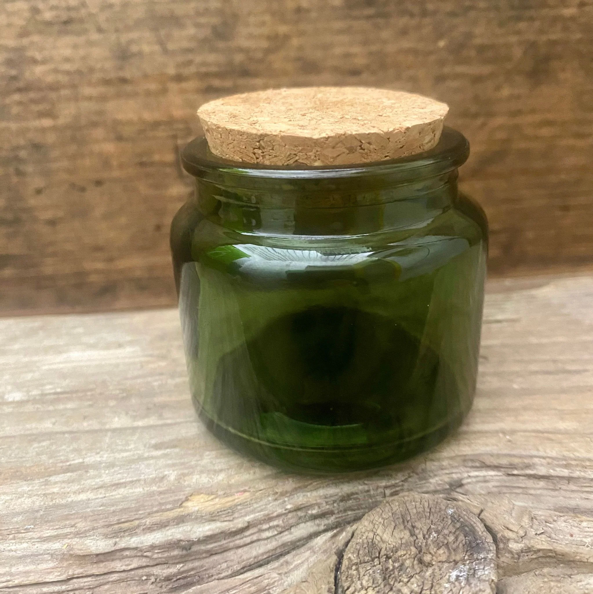 Kerzenglas 100 ml - grün / Korkdeckel